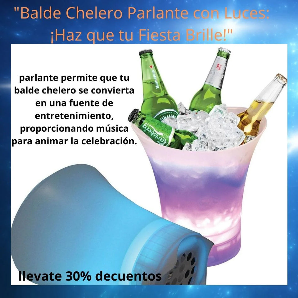 Balde Chelero con Parlante y Luces LED de 7 colores